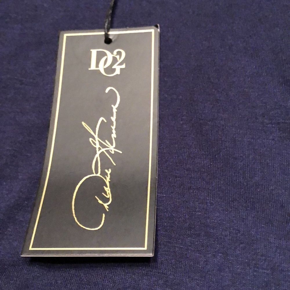 DG2 by Diane Gilman faux wrap long sleeve top in rich navy blue soft knit Size L - Picture 10 of 12